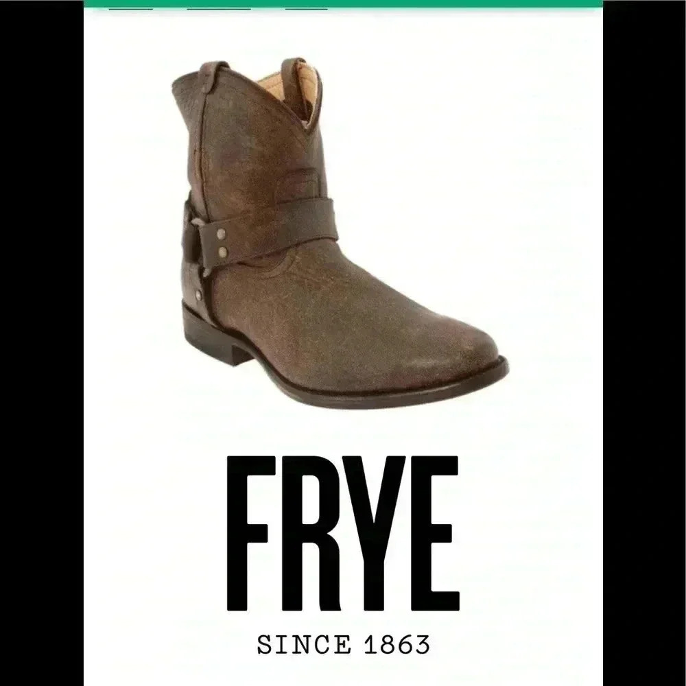 FRYE Wyatt Harness Short Boot Distressed Size 6